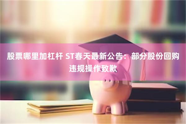 股票哪里加杠杆 ST春天最新公告：部分股份回购违规操作致歉